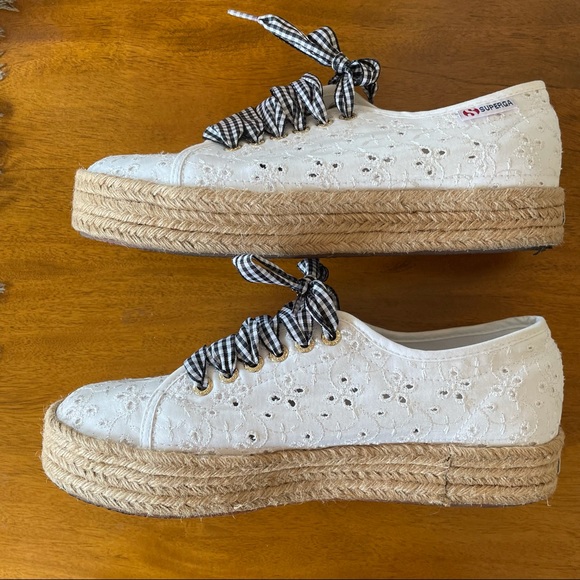 SUPERGA Sangallo Floral Eyelet gingham Sneakers 10 - Picture 3 of 11